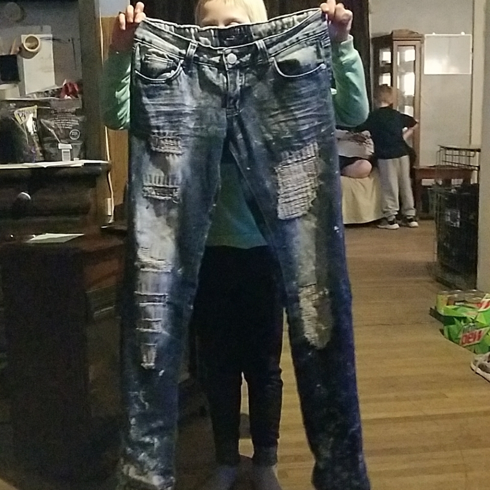 A pair of nice, brand new blue jeans